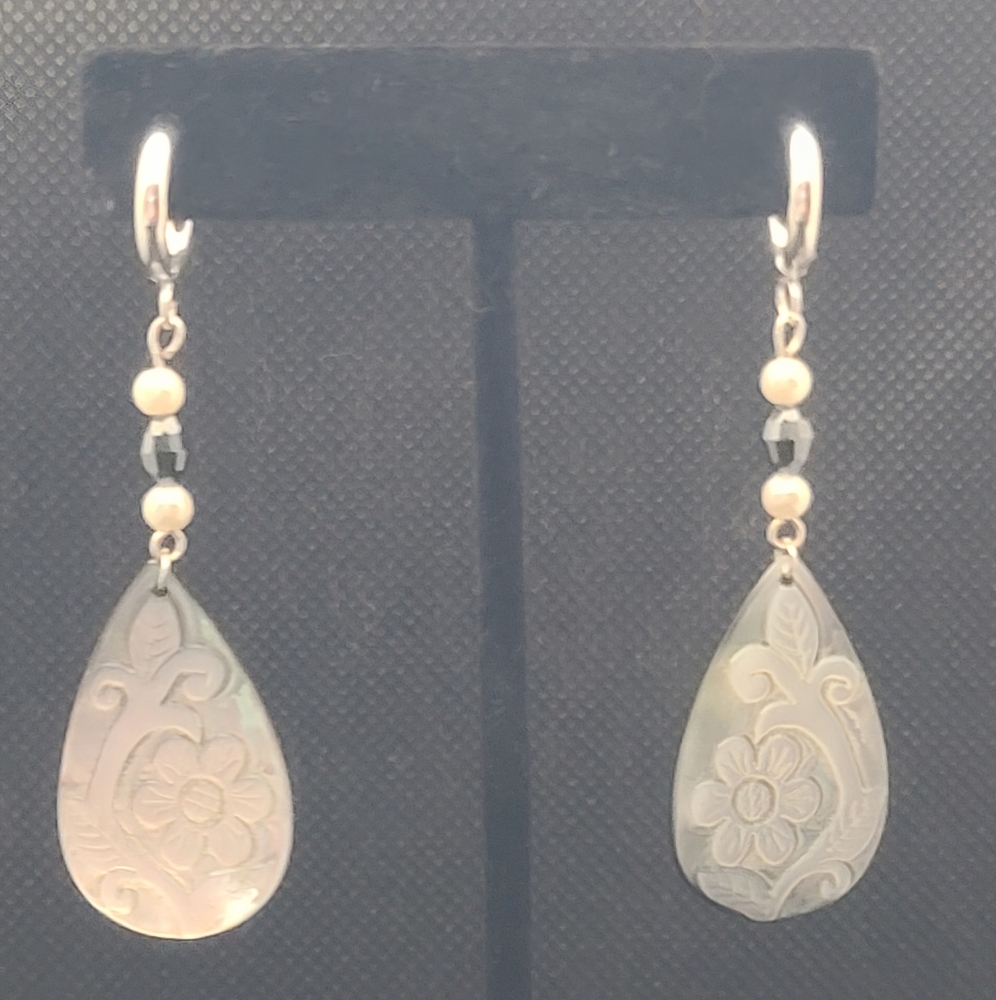 Elegant Silver Floral Drop Earrings
